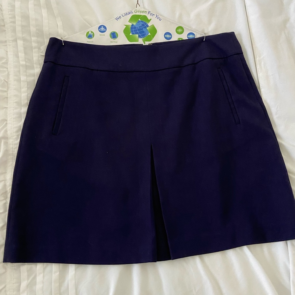 Loft navy blue a line front pleat skirt size 14